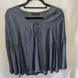 Sanctuary Chambray Blue Peasant Blouse XS